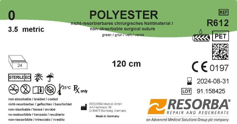 Поліестер USP 0 зелений, довжина відрізка 120 см